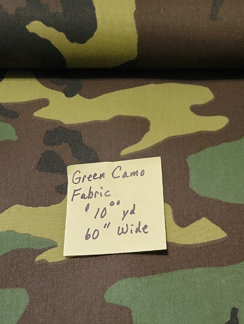Green Camo Fabric, 60" Wide, 5 yds